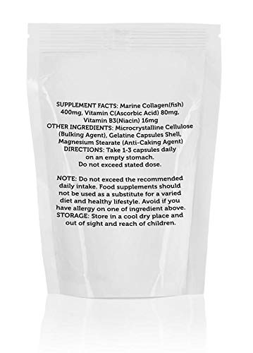 Marine Collagen 400mg Complex with Vitamin B3 and Vitamin C x30 Capsules Pills UK Nutrition Healthy MoodAu supplements
