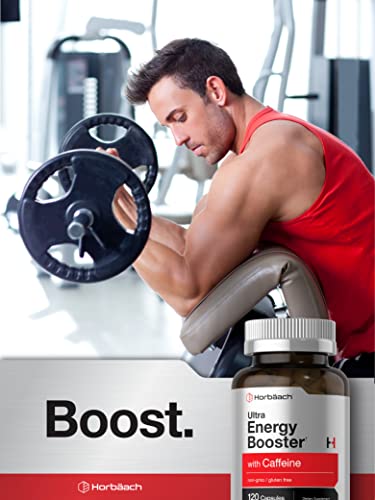 Ultra Energy Supplement | 120 Capsule Pills | with Caffeine & Vitamin B12 | Daily Energy Booster HorbäachUS supplements