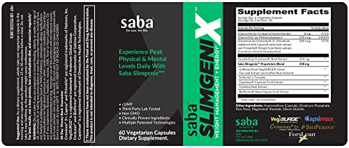 Saba SlimGenix -Energy, Weight Management, Appetite Control, Focus, Fat Burner SabaUS supplements