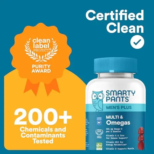 SmartyPants Men's Multivitamin Gummies - Improved Formula: Omega 3 (DHA/EPA), Methylfolate, Vitamin D3, C, Vitamin B12, B6, Vitamin A SmartyPantsAu supplements