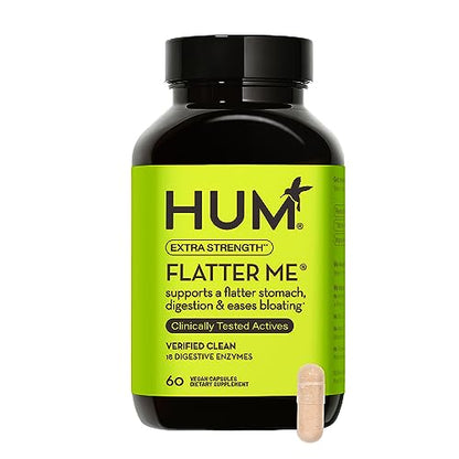 HUM Flatter Me Supplement for Daily Bloating - 18 Full Spectrum Digestive HUMUS supplements