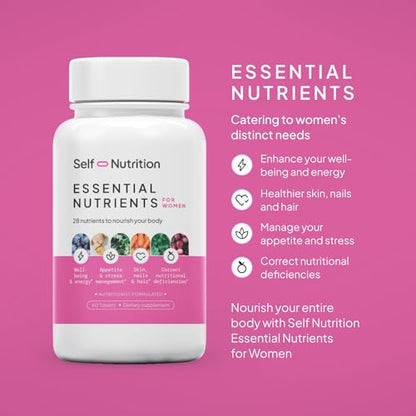 SELF NUTRITION Vegan Multivitamins for Women -Expert Designed 28 Nutrients – Boost Energy SELF NUTRITIONUS supplements