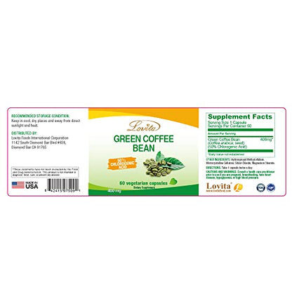 Lovita High-Potency Green Coffee Extract: 1600mg Equivalent, 50% Chlorogenic Acid LovitaUS supplements