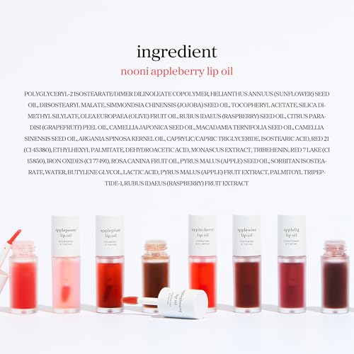 NOONI Korean Lip Oil - Appleberry | Long-Lasting, Moisturizing, Plumping, Revitalizing for Dry Lips, Waterproof, No Peel Off, Hydrating, Nourishing Crystal Clear, Stocking Stuffers, 0.12 FL Oz NOONIAu supplements