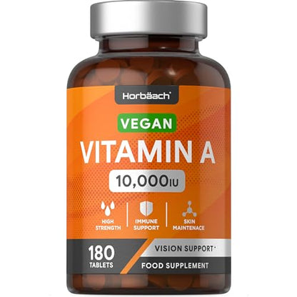 Vitamin A Tablets 10000iu | 180 Count | High Strength Vitamin A as Retinol Acetate HorbäachUS supplements