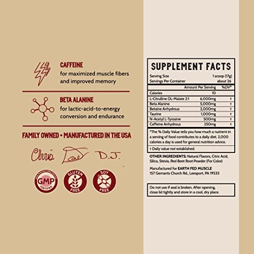 Earth Fed Muscle Stammpede DragoFruit Punch Pre Workout, 30 Servings, Boost Energy Earth Fed MuscleAu supplements