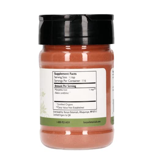 Banyan Botanicals Manjistha Powder, Spice Jar - USDA Organic - Rubia cordifolia - Cleanses Banyan BotanicalsAu supplements