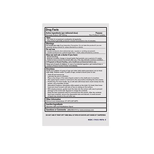 Docusol Docusate Sodium Mini Enema ml, Clear, 0.84 Fl Oz EnemeezAu supplements