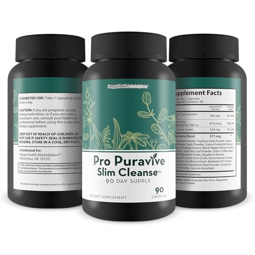 Pro Puravive Slim Cleanse - 90 Day Supply - Our Best Gentle Full Body Detox Cleanse Happy Health MarketplaceUS supplements
