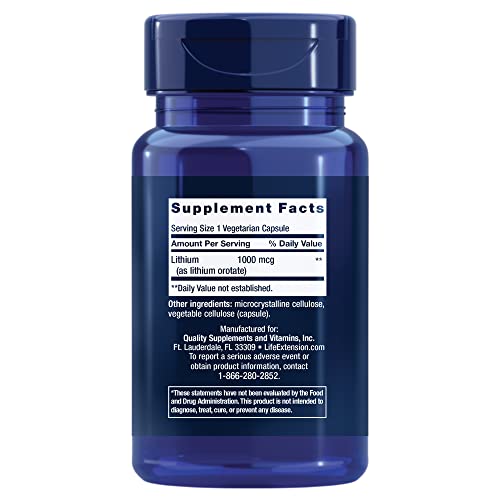 Life Extension Lithium 1000 mcg - for Brain Health, Anti-Aging & Longevity Life ExtensionUS supplements