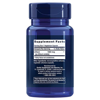 Life Extension Lithium 1000 mcg - for Brain Health, Anti-Aging & Longevity Life ExtensionUS supplements