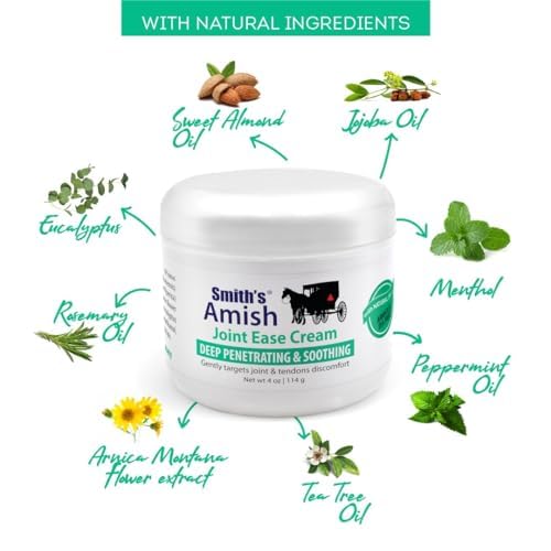 Smith Amish JointEase Soothing Cream 3 Pack (Three 4 oz Jars) with Arnica, Tea Tree, Eucalyptus, Peppermint and Rosemary Smith AmishAu supplements