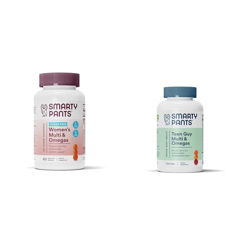 SmartyPants Women's Multivitamin Gummies, Sugar Free: Biotin, Methylfolate, Omega 3 (ALA), Vitamin D & Teen Guy Multivitamin Gummies: Omega 3 Fish Oil (EPA/DHA), Vitamin D3, C, Vitamin B12, B6 SmartyPantsAu supplements