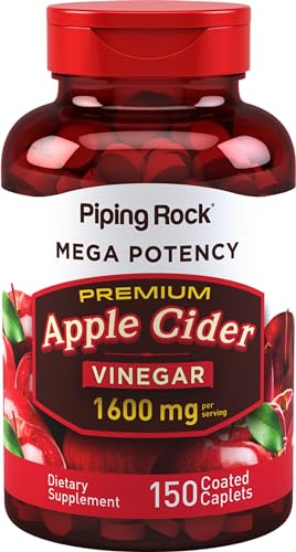 Piping Rock Apple Cider Vinegar Pills | 1600mg | 150 Caplet Capsules | High Potency Piping RockUS supplements