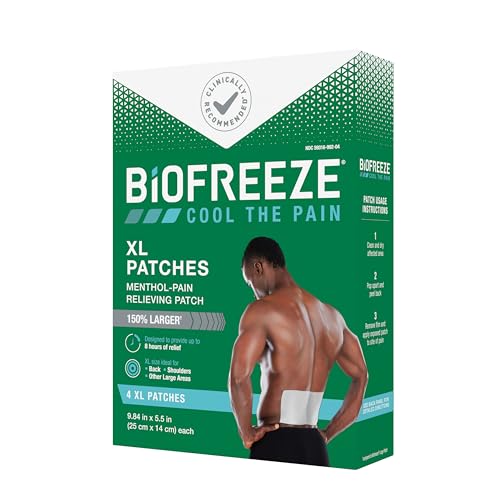 Biofreeze XL Pain Relief Patches, Menthol Pain Patches for Lower Back, Neck, Knee, & Shoulder, Comfortable & Flexible Fabric Stays in Place, 4 ct BiofreezeAu supplements
