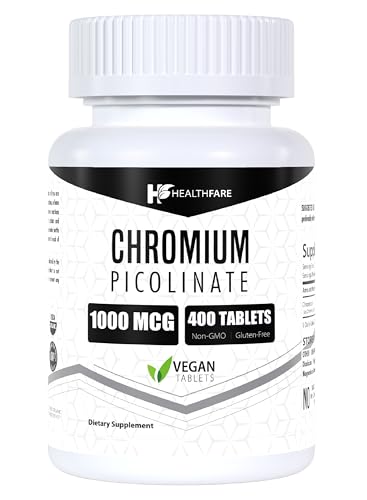 Chromium Picolinate 1000mcg | 400 Tablets | Support Carbohydrate Breakdown & Metabolism HealthfareUS supplements