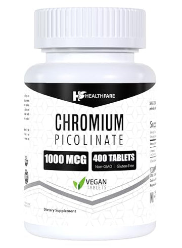 Chromium Picolinate 1000mcg | 400 Tablets | Support Carbohydrate Breakdown & Metabolism HealthfareAu supplements