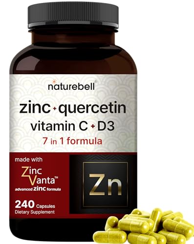 NatureBell Zinc Quercetin with Vitamin C & D3, 240 Capsules | Quercetin 1,000mg, 4 in 1 Zinc 50mg, Vitamin C 250mg, Vitamin D3 5,000 IU – ZincVanta Advanced Immune Defense & Lung Support NatureBellAu supplements