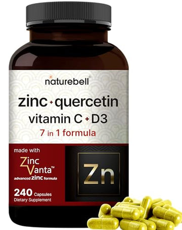 NatureBell Zinc Quercetin with Vitamin C & D3, 240 Capsules | Quercetin 1,000mg, 4 in 1 Zinc 50mg, Vitamin C 250mg, Vitamin D3 5,000 IU – ZincVanta Advanced Immune Defense & Lung Support NatureBellAu supplements