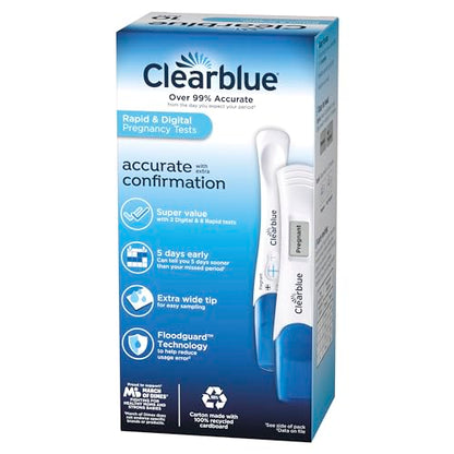 Clearblue Pregnancy Test Combo Pack, 10ct - Digital with Smart Countdown & Rapid ClearblueUS supplements