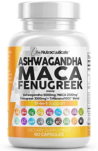 Ashwagandha 5000mg Maca Root 2000mg Fenugreek 3000mg Suppleme Clean NutraceuticalsUS supplements