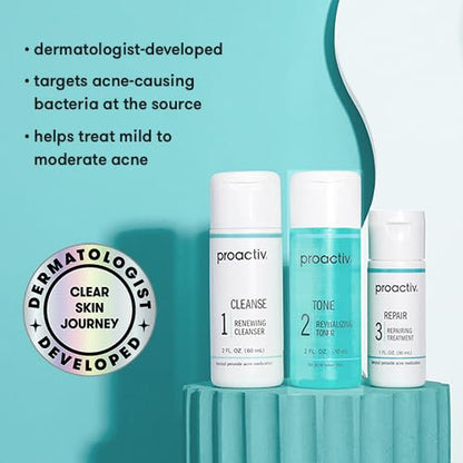 Proactiv 3 Step Acne Treatment - Benzoyl Peroxide Face Wash, Repairing Acne Spot Treatment for Face and Body ProactivUS supplements