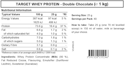 Whey Protein Powder | Double Chocolate | Target Whey Protein by ROS Nutrition | 1 Kg | 40 Servings | ROS NutritionAu supplements