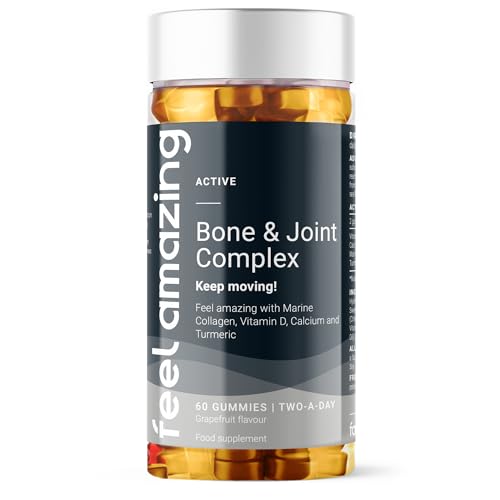 Feel Amazing Bone & Joint Complex Gummies - with Calcium, Vitamin D3 & Marine Collagen - 60 Grapefruit-Flavored Gummies - 30-Day Supply (1) Feel AmazingAu supplements
