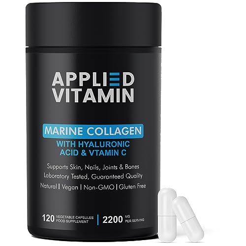 Applied vitamin Marine Collagen Capsules 2000mg-Enhance with Hyaluronic Acid, Zinc, Vitamin C & Biotin 120 Applied VitaminAu supplements