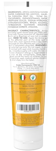 Dulac Arnica Body Massage Gel – Water-Based Cosmetic Massage Gel with Arnica Montana, Fast-Absorbing Lightweight Texture, Non-Greasy Feel, Dermatologically Tested, 3.38 Fl Oz DULÀC FARMACEUTICI 1982Au supplements