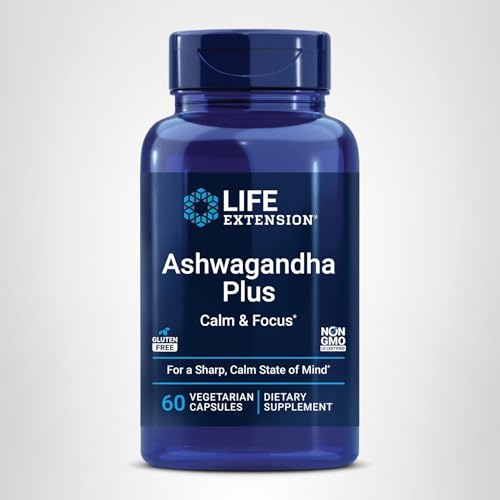 Life Extension Ashwagandha Plus Calm & Focus, ashwagandha Extract, Spearmint Extract, Focus, Attention, Relaxation, Advanced Formula, 60 Vegetarian Capsules Life ExtensionAu supplements