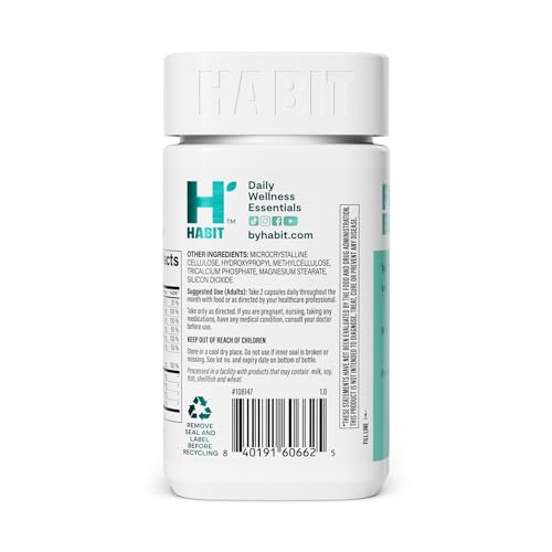 Habit PMS Support Supplement for Women (60 Capsules) - Supports Premenstrual Symptoms & Stress, Hormone Balance, Mood, B Vitamins, Vitamin D, Chasteberry, Ashwagandha, Gluten-Free, Non-GMO (1 Pack) H' HabitAu supplements