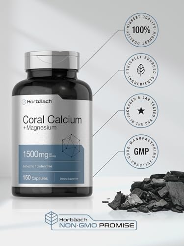 Coral Calcium 1500mg 150 Capsules | Plus Magnesium | Non-GMO, Gluten Free Supplement HorbäachAu supplements