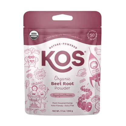 KOS Organic Beet Root Powder, USDA Certified - Natural Nitric Oxide Booster, Superfood KOSUS supplements
