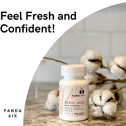 Panda 6ix Boric Acid Vaginal Suppositories 30 Capsules, 600mg Made in The USA- Feminine Health Support Panda 6ixAu supplements