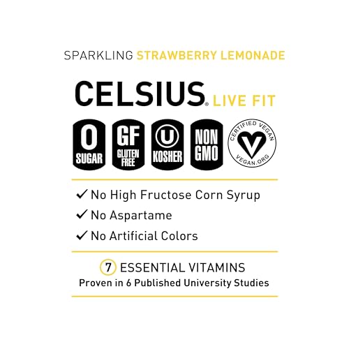 CELSIUS Sparkling Strawberry Lemonade, Functional Essential Energy Drink, 12 Fl Oz CELSIUSUS supplements