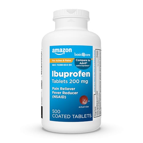 Amazon Basic Care Ibuprofen Tablets 200 mg, Pain Reliever/Fever Reducer, Body Aches Amazon Basic CareUS supplements