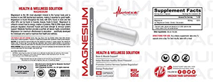 Metabolic Nutrition Magnesium, 650mg per Serving, Non-GMO, Vegan, Gluten Free Metabolic NutritionUS supplements
