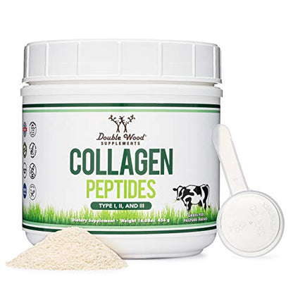 Collagen Peptides Powder - Hydrolyzed Collagen, Keto Safe - 16.08oz - Multi Type 1, 2 Double Wood SupplementsUS supplements