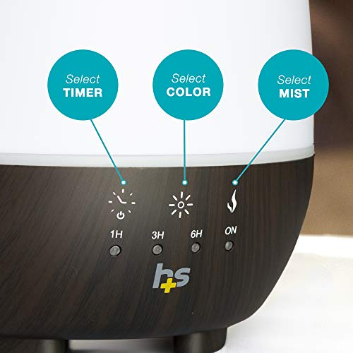 HealthSmart Essential Oil Diffuser, Cool Mist Humidifier and Aromatherapy Diffuser, FSA HSA Eligible with 500ML HealthSmartAu supplements