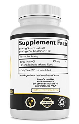 HMS Nutrition 550mg Berberine HCL from Berberis Aristata Root HMS NutritionAu supplements