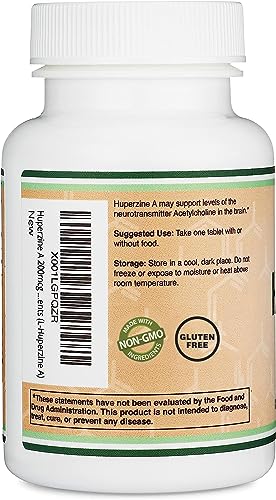 Huperzine A 200mcg (Third Party Tested) Manufactured in The USA, 120 Tablets, Brain Double Wood SupplementsUS supplements