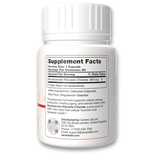Sanare Lab NAD+ Supplement with Nicotinamide Riboside (NR) 300 mg | Cellular Energy & Metabolism Support | 60 Capsules Sanare LabAu supplements
