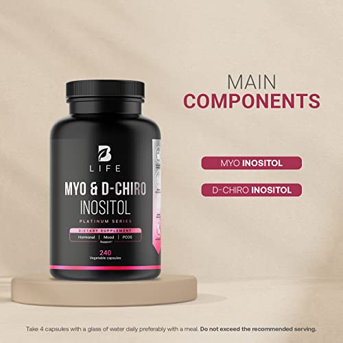 Myo-Inositol & D-Chiro Inositol by B Life - 240 Capsules | Made in USA | 40:1 Ratio B Life CompanyUS supplements