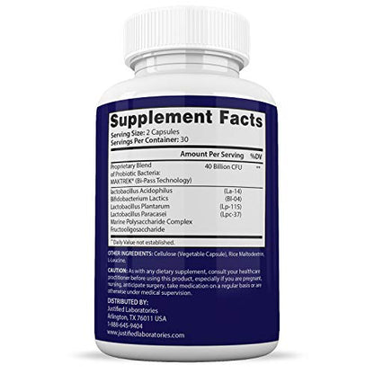 Justified Laboratories (3 Pack) Clear Nails Plus Max Pills 40 Billion CFU Probiotic 60 Caps Justified LaboratoriesUS supplements