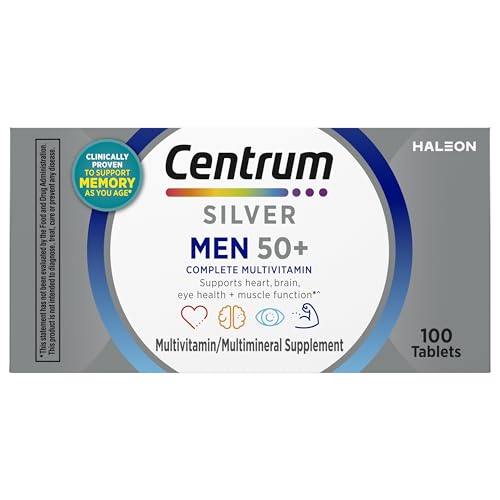 Centrum Silver Multivitamin for Men 50 Plus, Multimineral Supplement, Vitamin D3, B-Vitamins and Zinc, Gluten Free, Non-GMO Ingredients, Supports Memory CentrumAu supplements