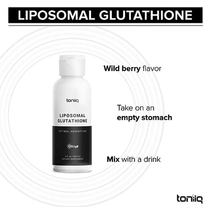 Lab Tested Ultra Bioavailable Liposomal Glutathione - 4 fl. oz Mixable Wild Berry Natural ToniiqUS supplements