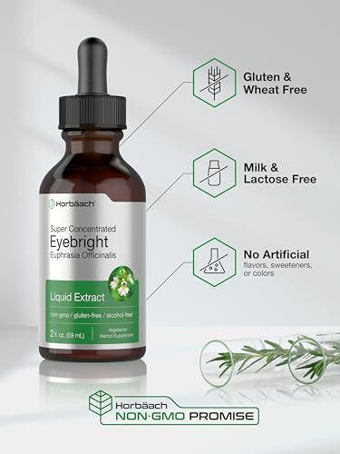 Eyebright Herb Supplement | 2 fl oz | Alcohol Free Drops | Super Concentrated Liquid HorbäachUS supplements