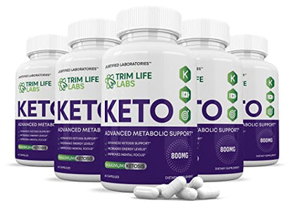 (5 Pack) Trim Life Labs Keto Pills Includes Apple Cider Vinegar Patented goBHB® Exogenou Justified LaboratoriesUS supplements
