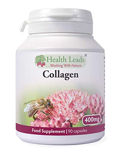 High Strength Collagen 400mg 90 Capsules, 3 Months Supply, Premium Hydrolysed Porcine Powder Health Leads ...Working With NatureAu supplements